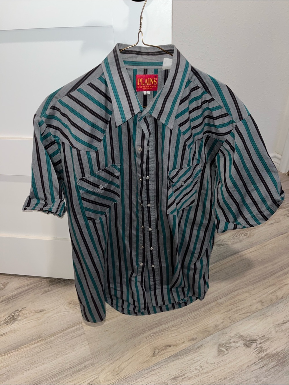 Men's Short-Sleeve Stripe Pearl Snap Shirt